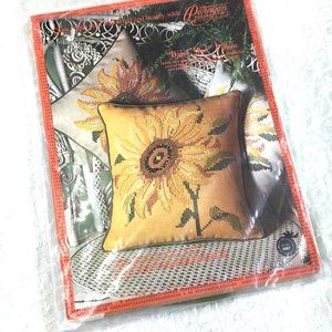 Paragon Needlecraft Sunflower Cross Stitch Pillow Cushion  sealed Kit pkg Vtg